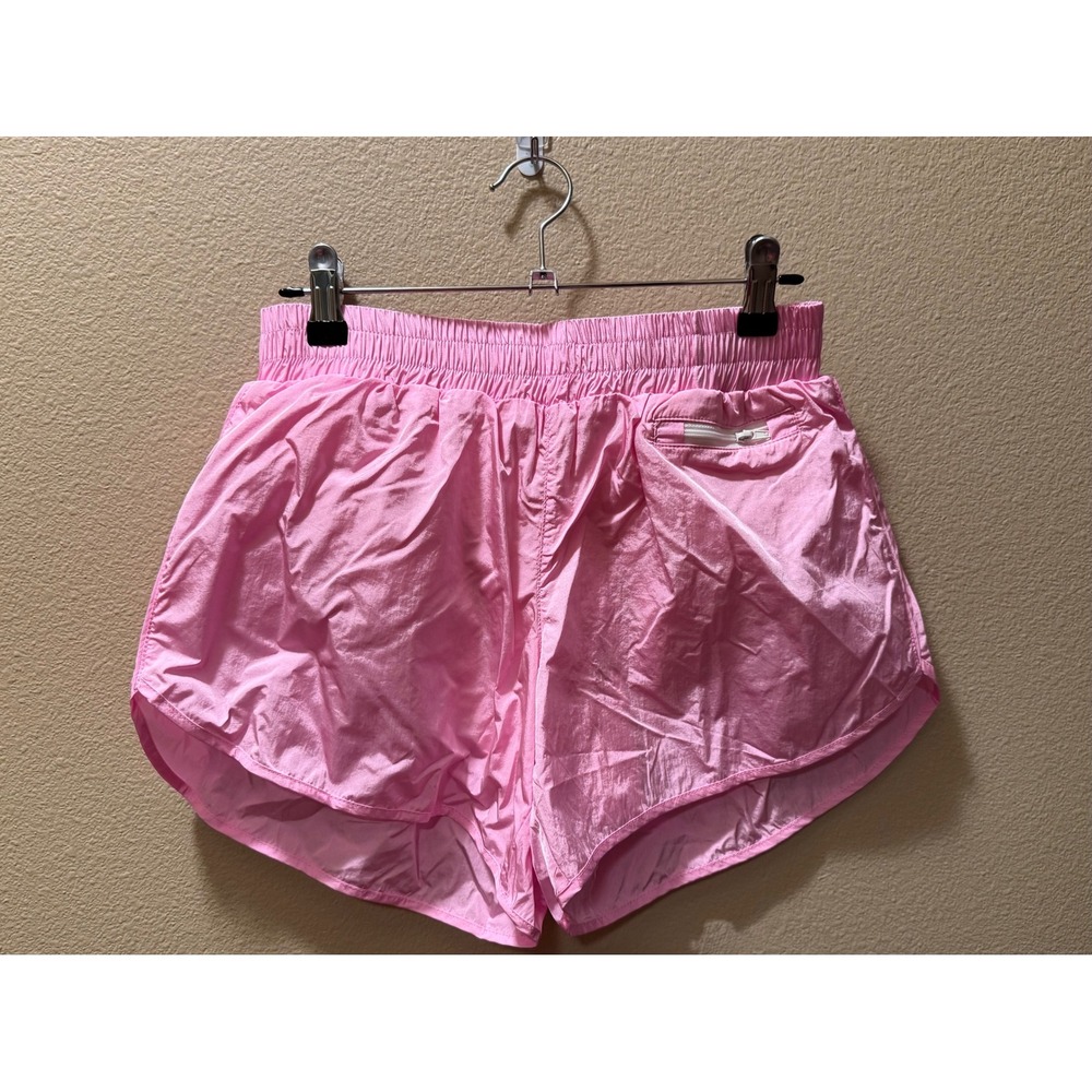 Pink Athletic Running Shorts High Waisted front Zip Pocket Womens Medium